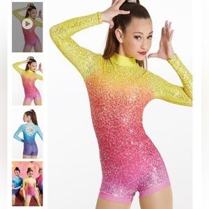 Brand New XL Child Dance Costume. Weissman “Chained to the Rhythm”  Ombré Sequin
